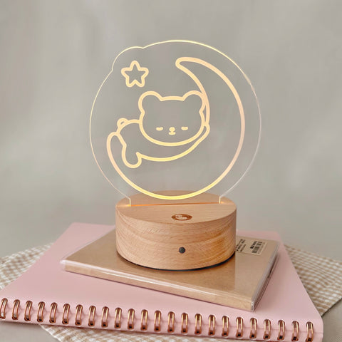 Moon Baby Teddy Night Light Lamp