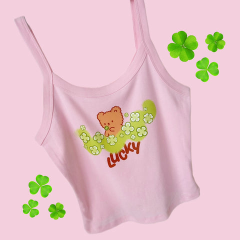 Teddy Lucky Y2K Cropped Tank Top