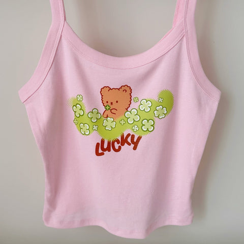 Teddy Lucky Y2K Cropped Tank Top