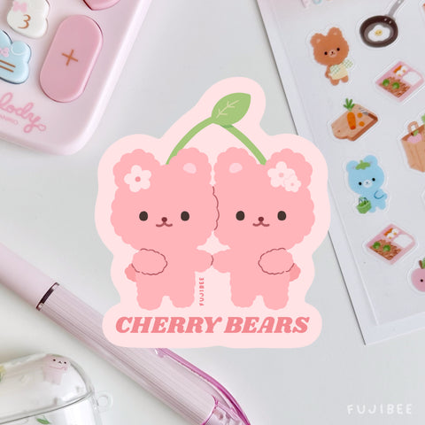 Cherry Bears Matte Vinyl Sticker