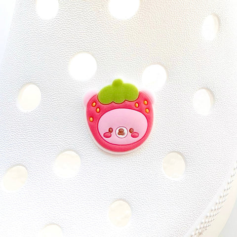 Strawberry Bear Shoe Charm