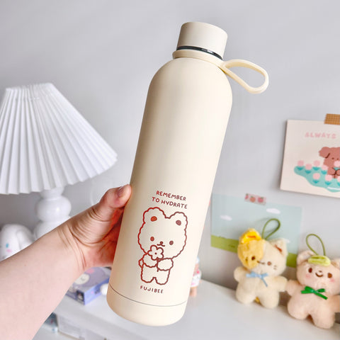 Vanilla White - Cute Insulated Steel Water Bottle