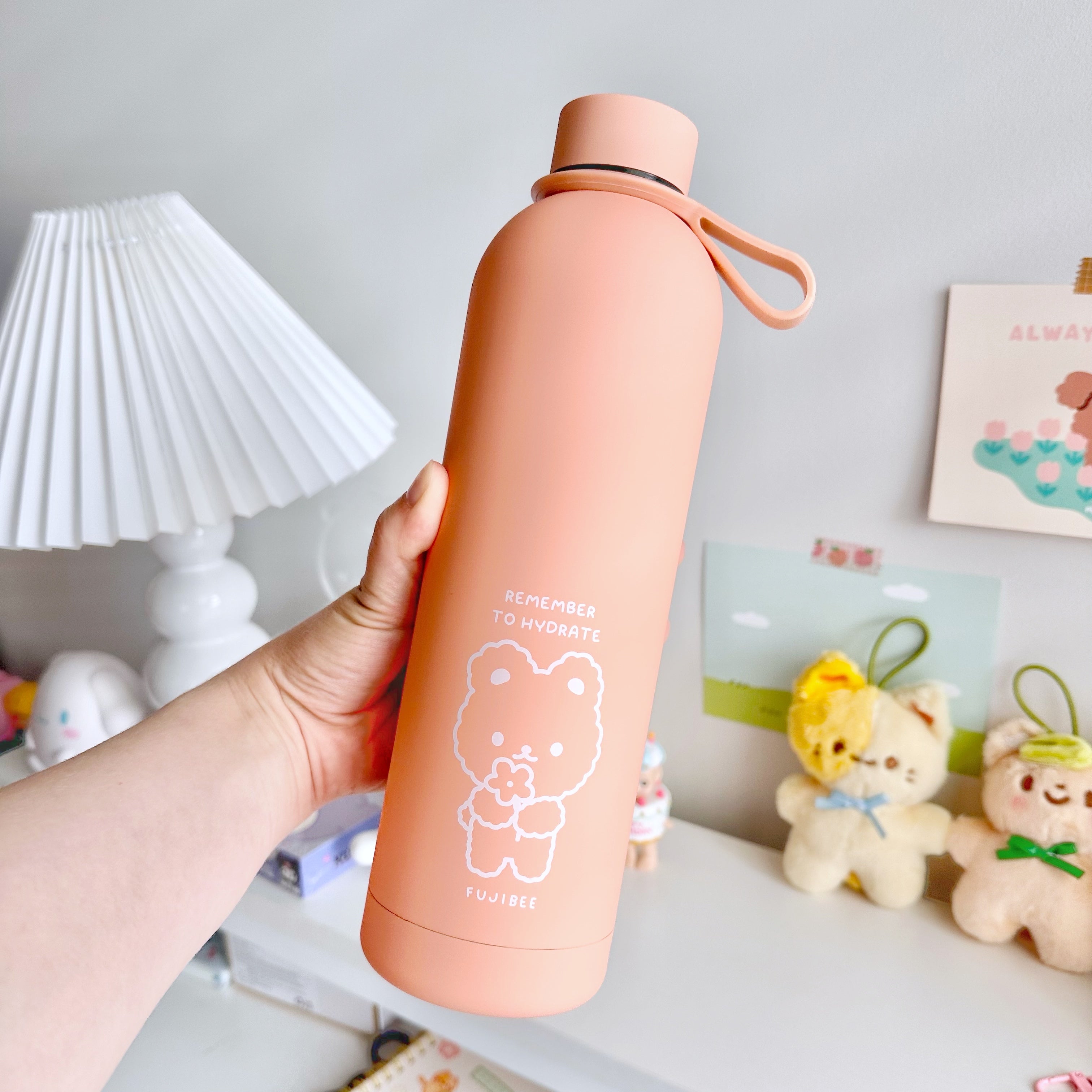 New Leaf Green - Cute Insulated Steel Water Bottle