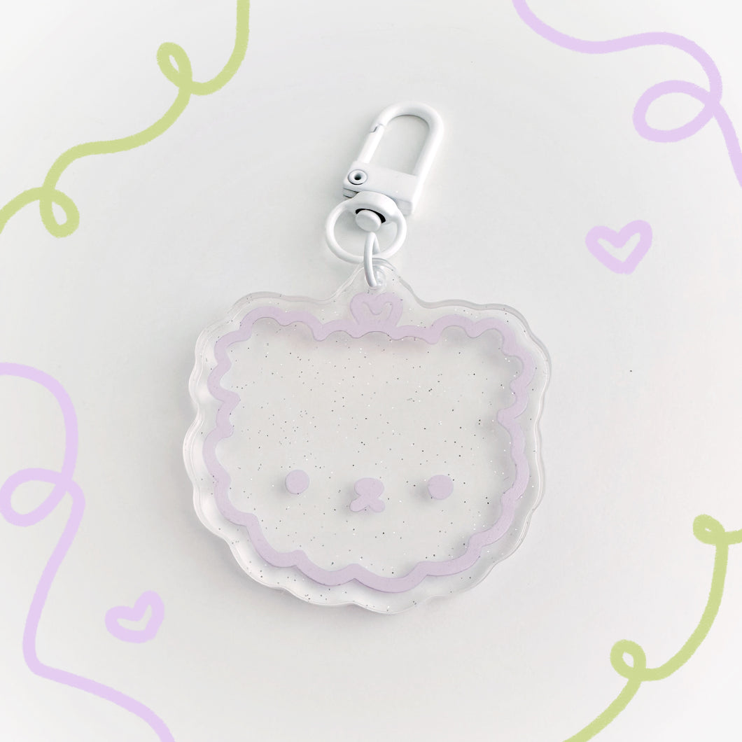 Lavender Bear Doodle Keychain