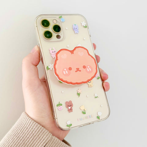 Peach Bear Glossy Glitter Phone Holder